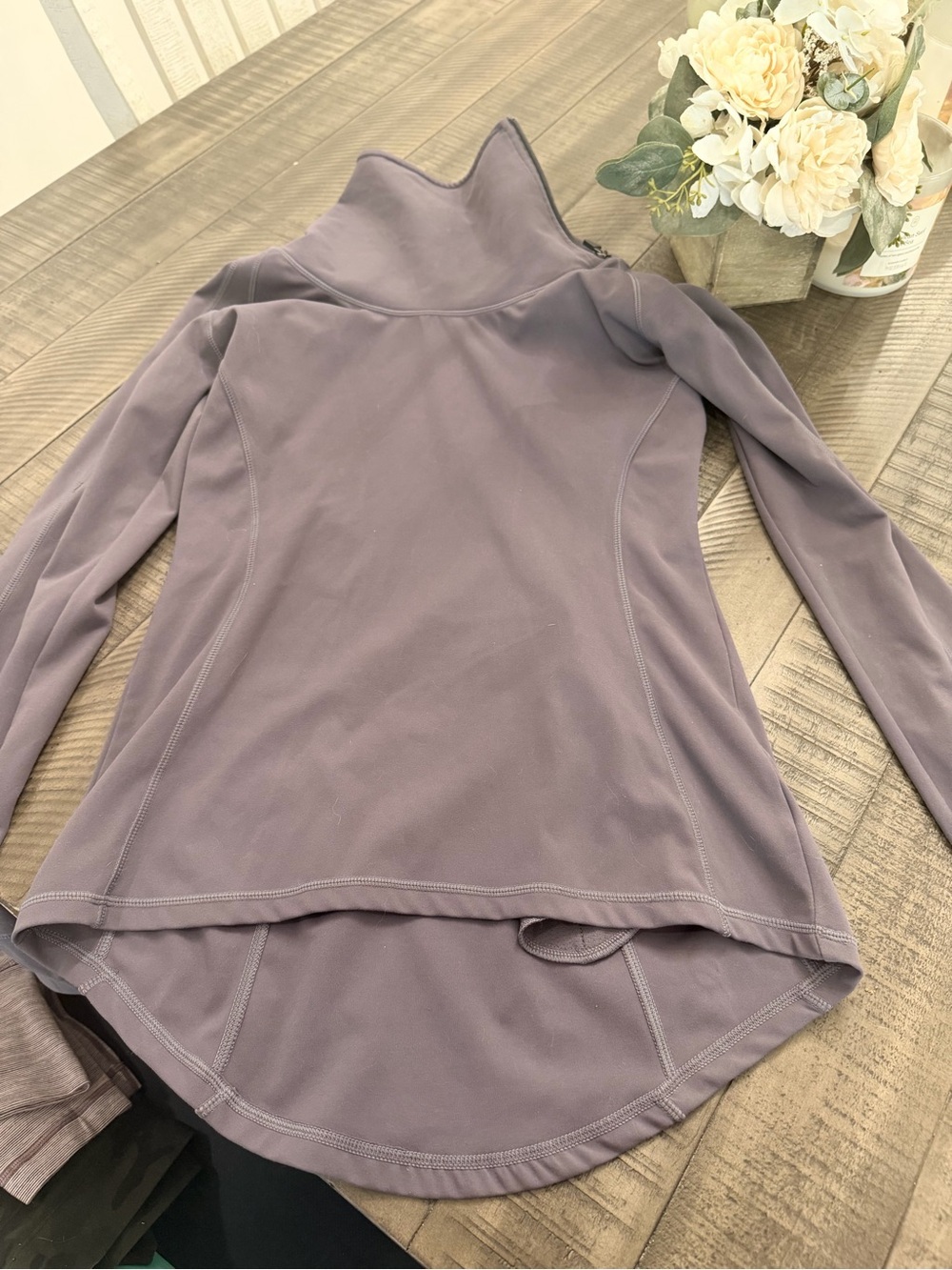 Women’s Long-Sleeve Mock Neck Top in Dusty Lavender - Picture 2 of 4